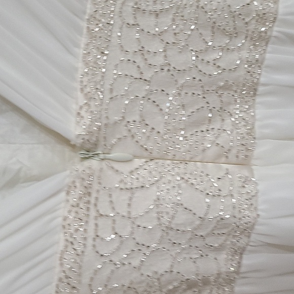 VTG Oleg Cassini Womens Formal Dress Off White SILK Beaded Pleated Wedding Sz 16 - Picture 7 of 16